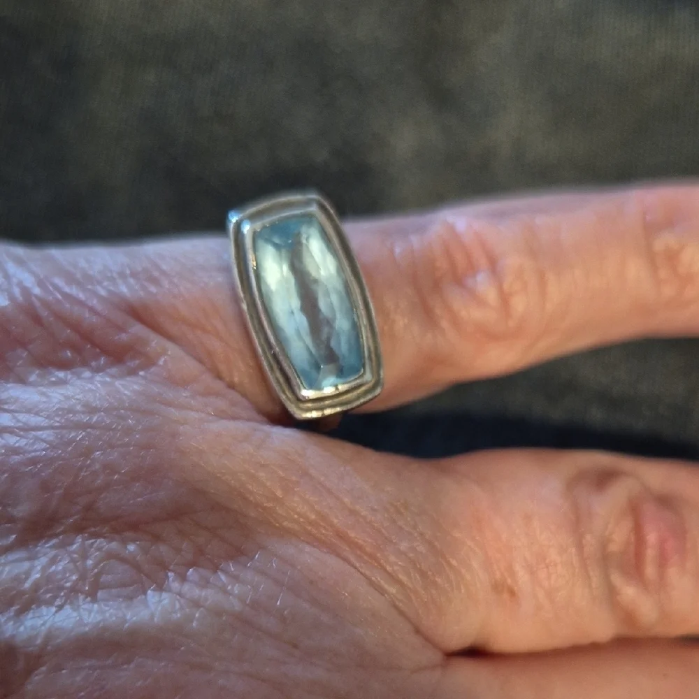 Lori Bonn Sterling Silver 925 Blue Topaz Gemstone Ring Size 5.5-6